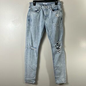 True Religion blue distressed skinny long Jean pants men’s size 29w